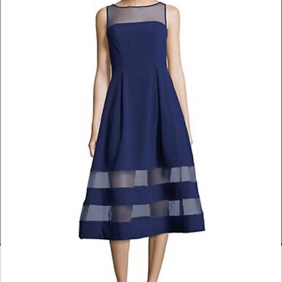 Sleeveless Illusion Top Fit-and-Flare Cocktail Dress - Picture 2 of 3